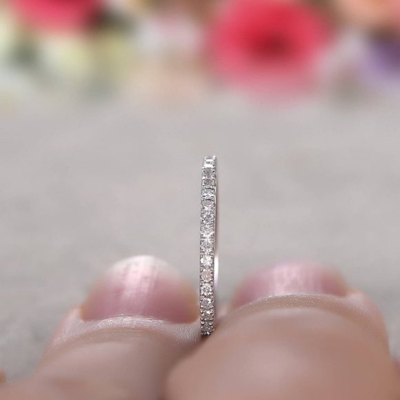 NEW 925 Silver Diamond Eternity Stackable Ring - Picture 3 of 3